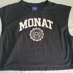 Monat Black Sleeveless Cropped Muscle Tee
